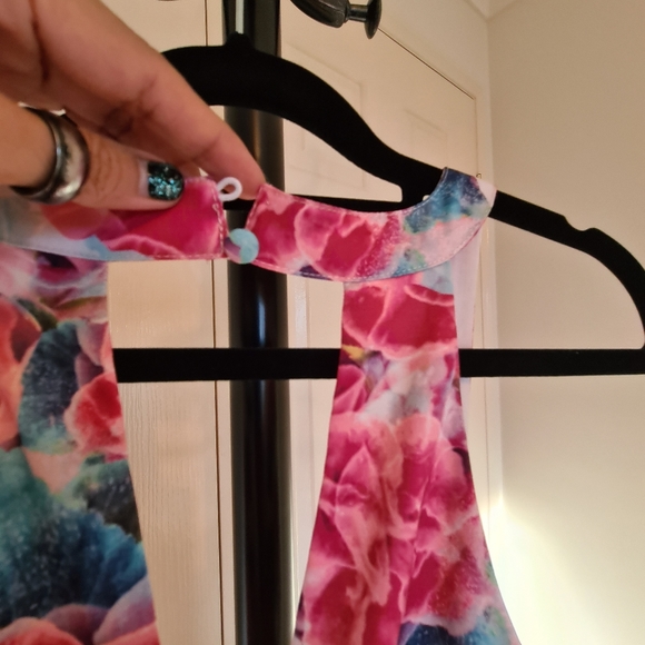 KNIGHT ANGEL 6 Pink Floral V Neck Sleeveless with Pockets Maxi Midi Romper Dress - Picture 7 of 16